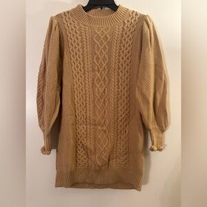 Miss Selfridge Camel Cable Knit Turtleneck Sweater